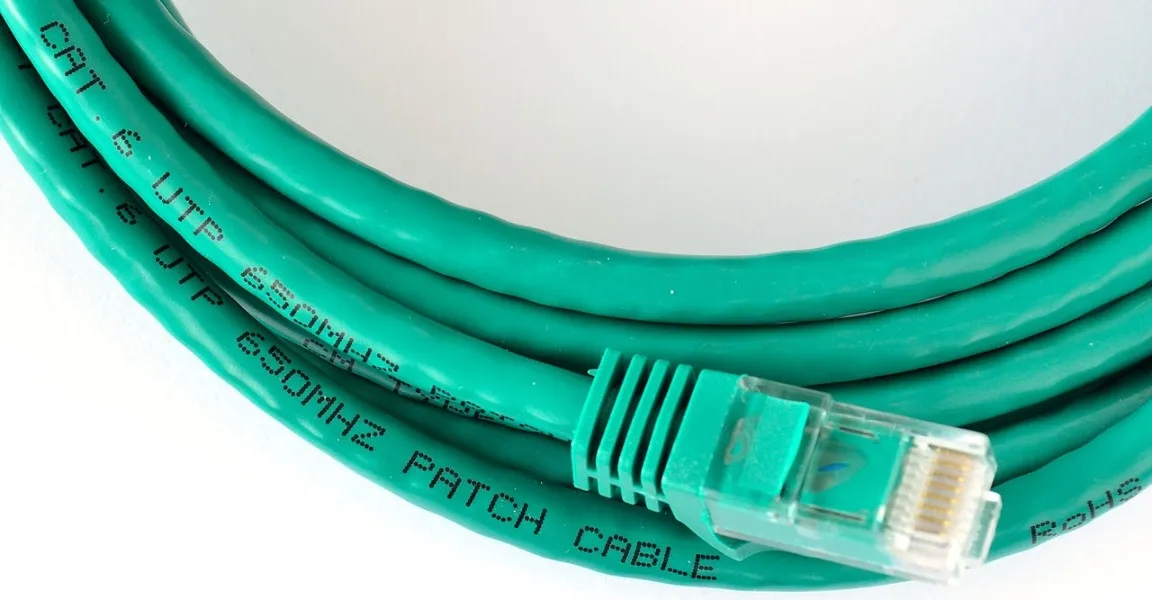 Visão do cabo Ethernet.