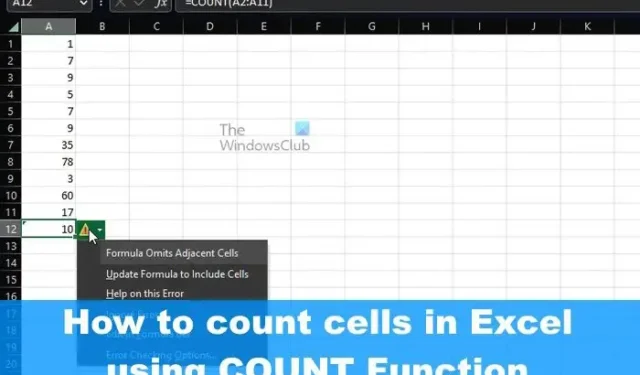 如何使用 COUNT 函數對 Excel 中的單元格進行計數