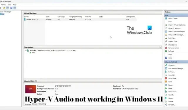 Beheben Sie Hyper-V Audio, das in Windows 11 nicht funktioniert