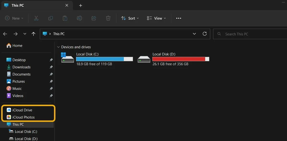 Windows 上の Icloud ドライブと Icloud 写真。