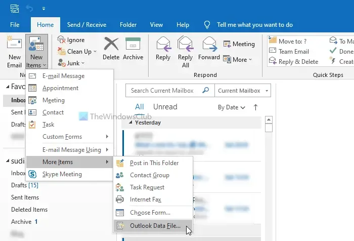 Outlook PST ファイルの場所、アクセス方法と作成方法