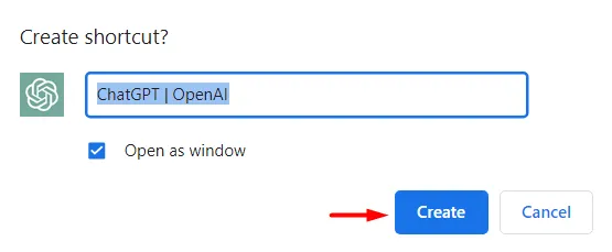 Fai in modo che ChatGPT si apra come Windows su Chrome