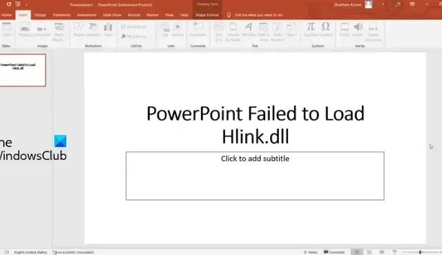 Corrigir falha do PowerPoint ao carregar Hlink.dll
