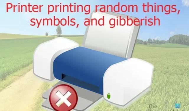 Drucker druckt zufällige Dinge, Symbole und Kauderwelsch