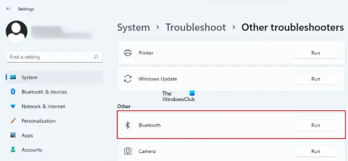 Windows 11 で Bluetooth トラブルシューティング ツールを実行する