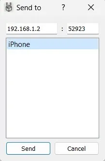 LANDrop for Windows から iPhone にファイルを送信する。