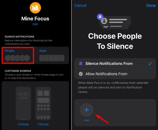 Silenciar o habilitar personas en iPhone