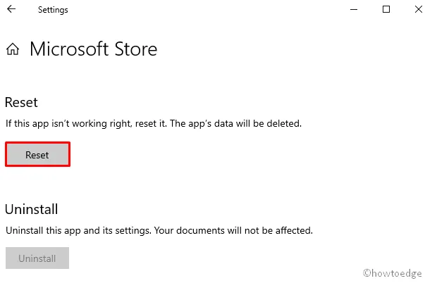 Microsoft Store をリセットする