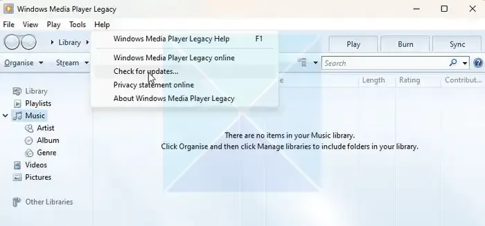 Atualize o Windows Media Player