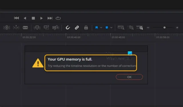 DaVinci Resolve에서 GPU 메모리가 가득 찼습니다[수정됨].