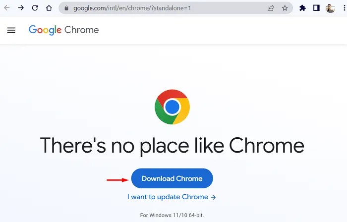 Scarica il programma di installazione autonomo di Chrome