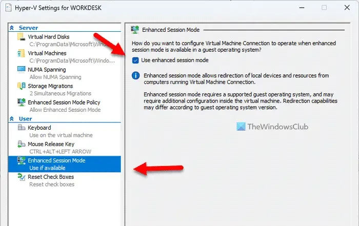 So aktivieren Sie die erweiterte Hyper-V-Sitzung in Windows 11