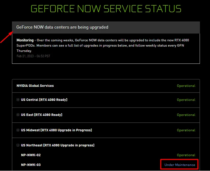 Los centros de datos de GeForce Now se están actualizando