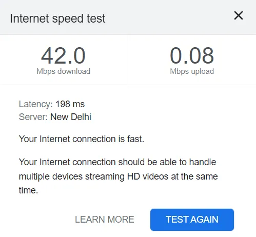 Test di velocità di Internet