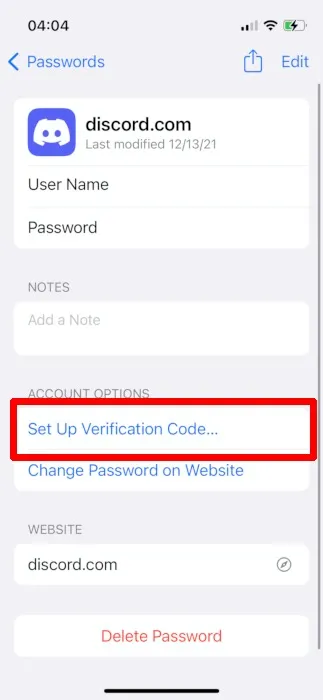 iOS 設定 パスワード セットアップ確認コード
