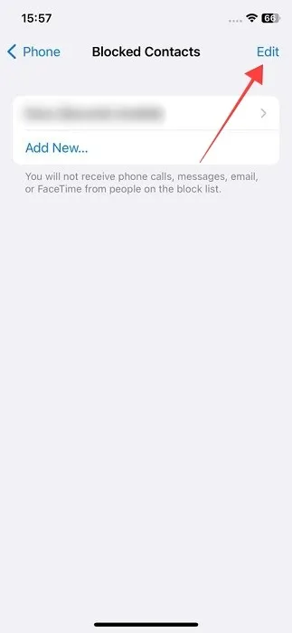 Editar contactos bloqueados en iOS.