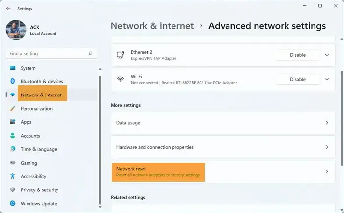 Windows11のネットワークリセット