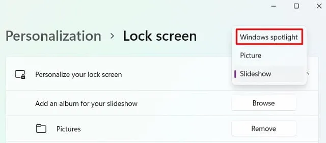 Personalize sua tela de bloqueio para Windows SpotLight