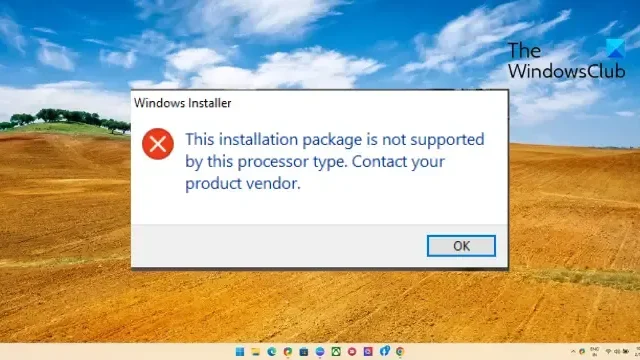 Este paquete de instalación no es compatible con este tipo de procesador