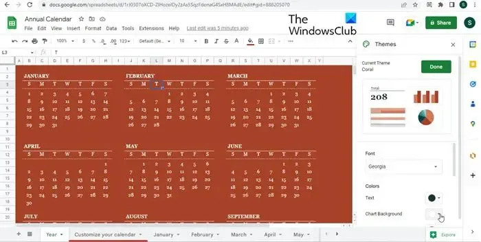 Uso de la plantilla de calendario de Hojas de cálculo de Google