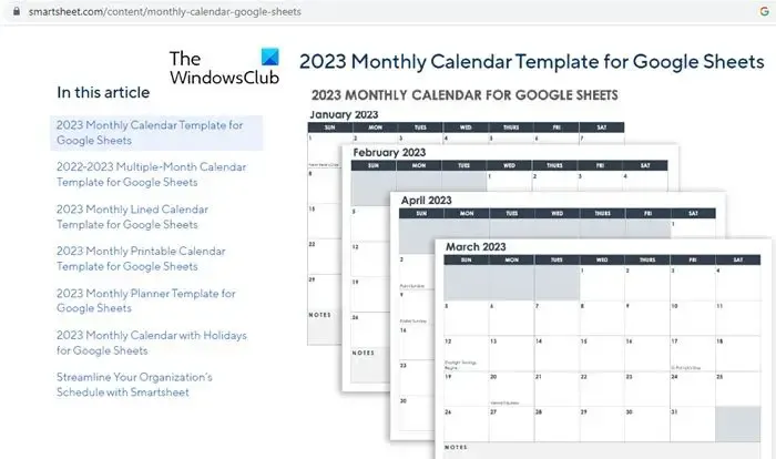 Utilisation de modèles de calendrier tiers dans Google Sheets