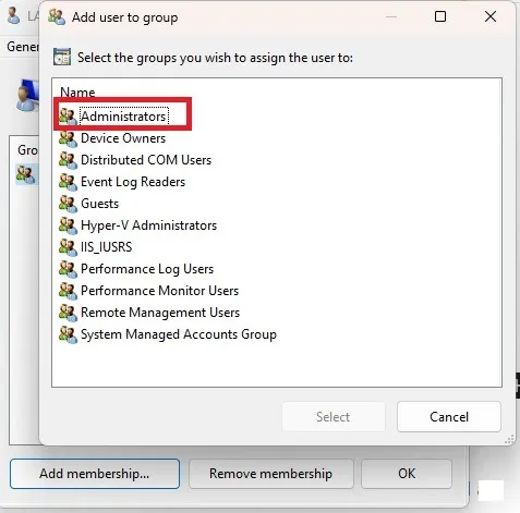 Windows コンピュータの管理で管理者を変更する方法 グループを追加