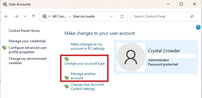 Façons de changer l'administrateur sur la gestion du panneau de configuration Windows