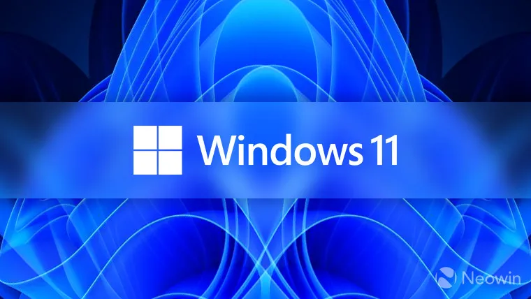 Windows 11 の既定の壁紙のフラクタル バリアントの上に白い Windows 11 のロゴ