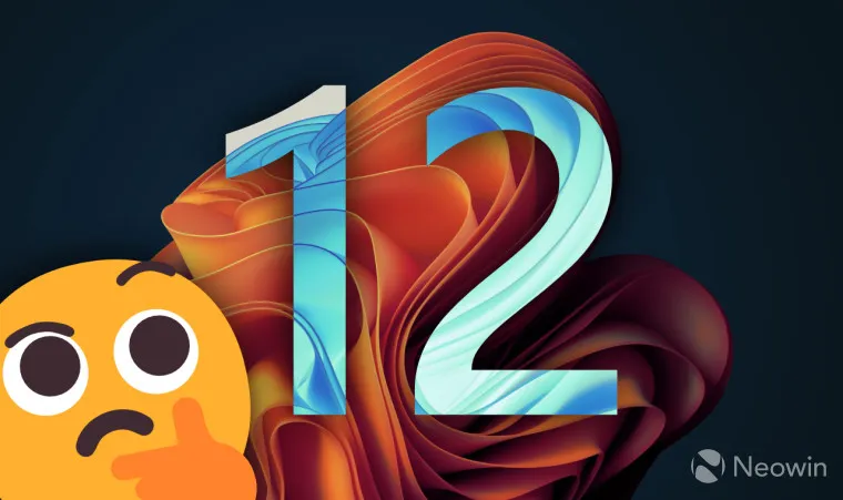 Windows 12-Konzeptbild mit einem skeptischen Emoji
