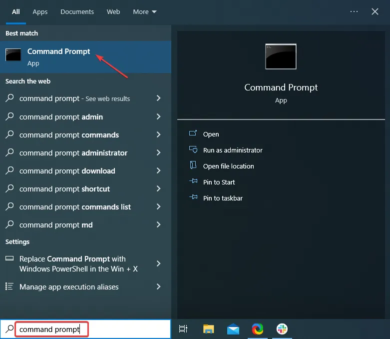 invite de commande pour trouver le mot de passe wifi dans Windows 10