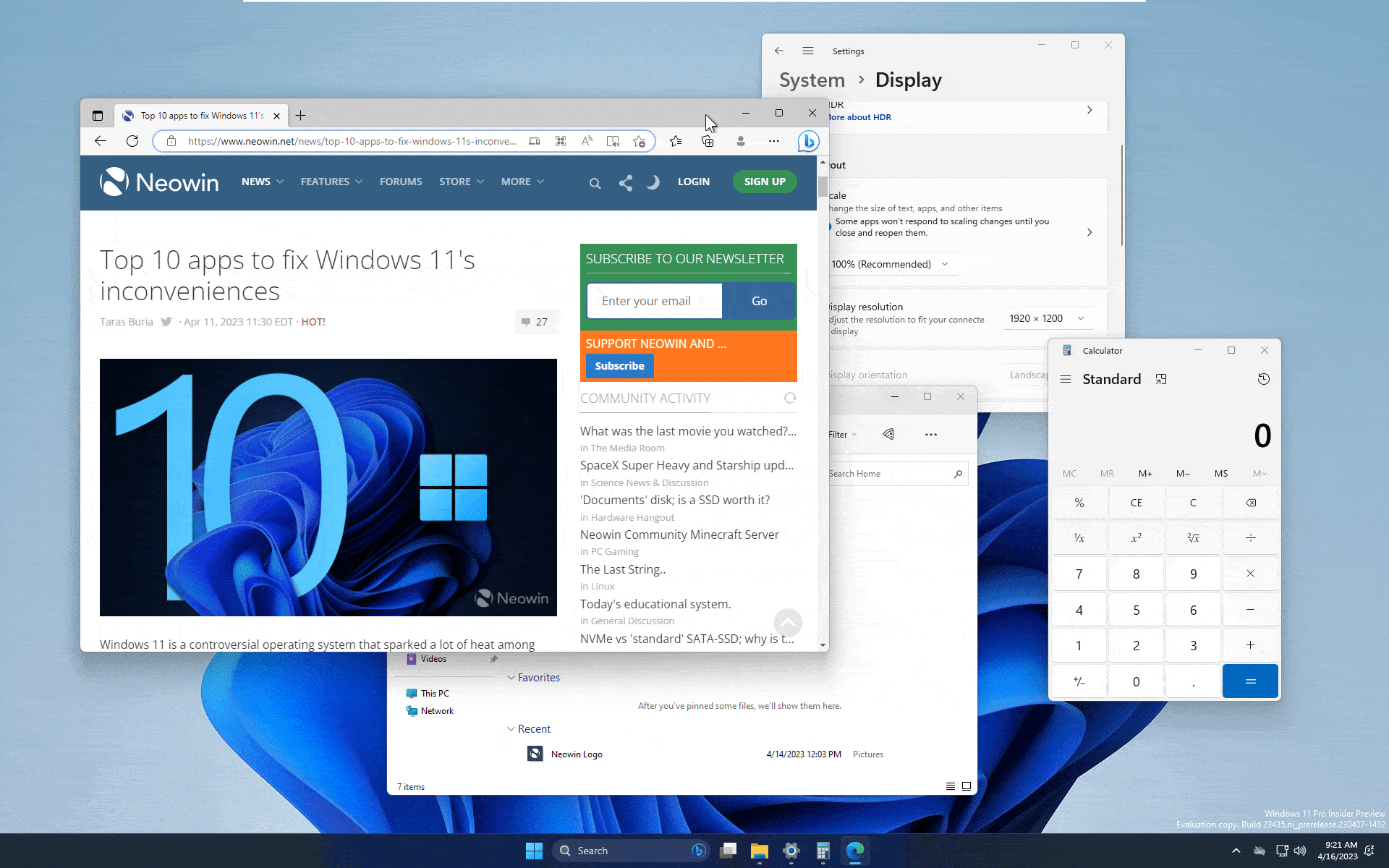 Windows 11s Snap Assist スマート予測の動作を示す GIF