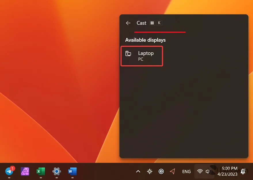 Une capture d'écran montrant comment utiliser un ordinateur portable Windows comme écran secondaire