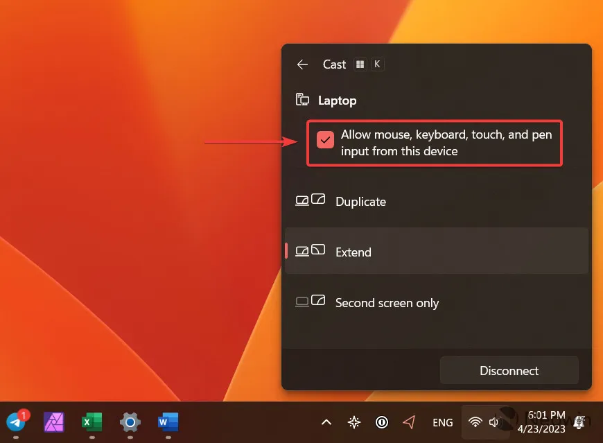 Uma captura de tela mostrando como usar um laptop Windows como monitor secundário