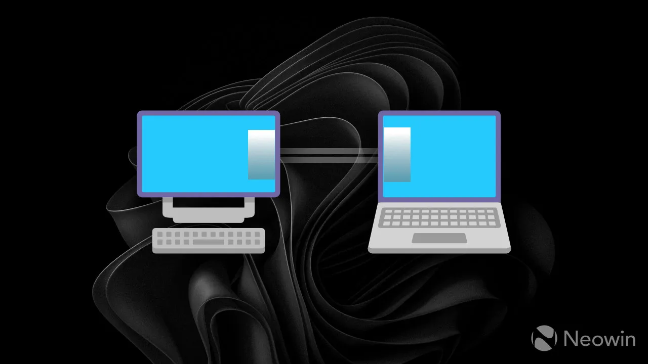 Une illustration montrant un PC Windows à côté d'un ordinateur portable