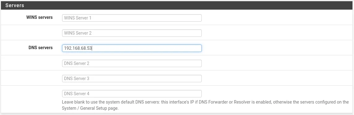 ルーターの DNS 構成ページのスクリーンショット。