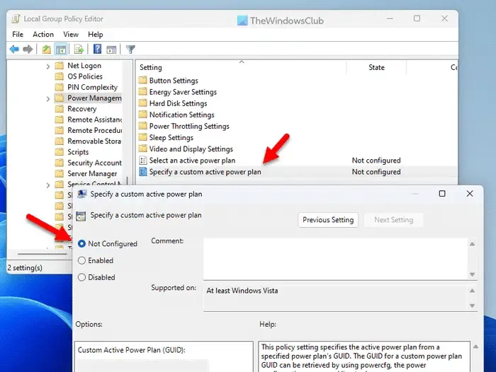 Impossible de modifier ou de créer un nouveau plan d'alimentation dans Windows 11