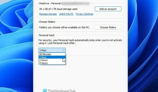 Comment modifier l’heure de verrouillage du coffre-fort personnel OneDrive dans Windows 11/10