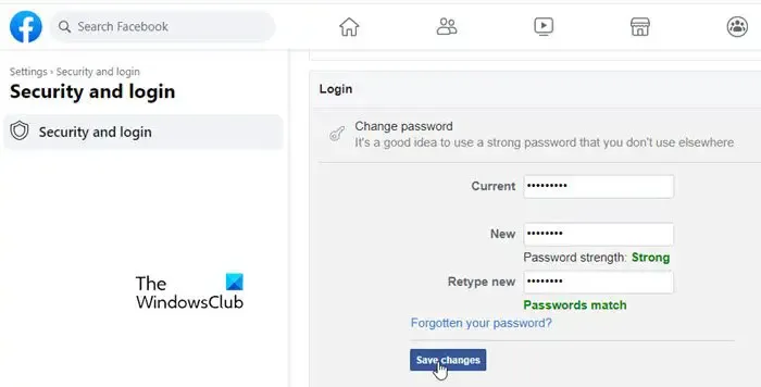 Ändern Sie das Passwort auf Facebook Web