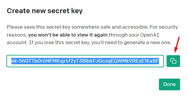 Copiez votre clé secrète