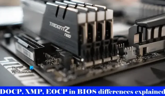 Explicación de las diferencias entre DOCP, XMP y EOCP en BIOS