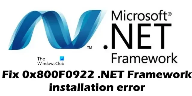 Solucione el error de instalación de 0x800F0922 .NET Framework