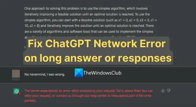 Fix ChatGPT-netwerkfout bij lang antwoord of reacties