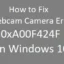 Oplossing: webcamcamerafout 0xA00F424F (0x80004001)