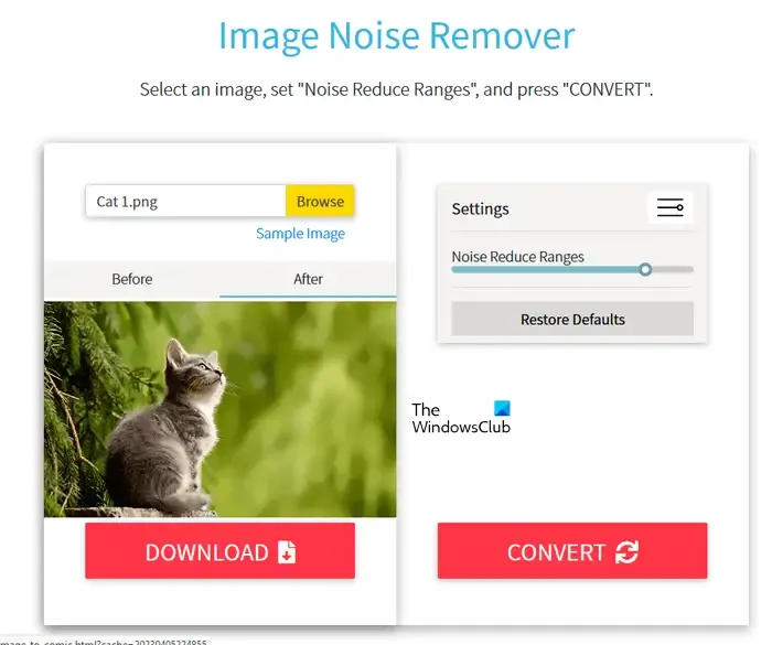 Outil en ligne Image Noise Remover