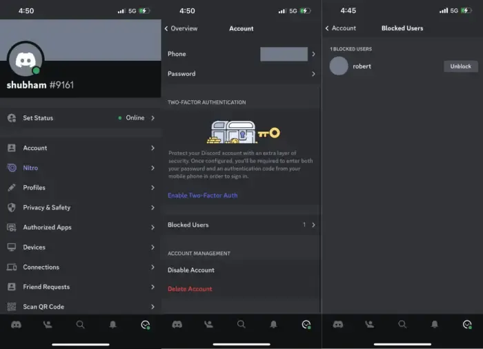 In der Discord-App (Android/iOS)