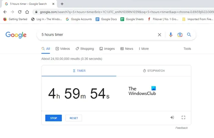 Stel een timer in met de functie Zoeken op Google