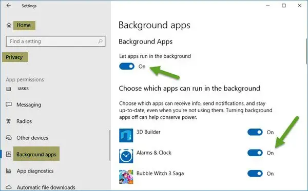 Empêcher les applications Windows 10 de s'exécuter en arrière-plan