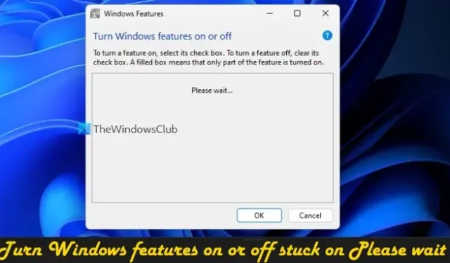 Activar o desactivar las funciones de Windows atascado en Por favor, espere