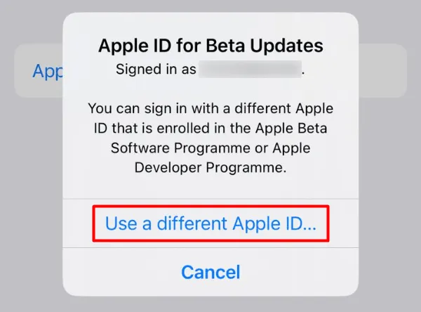 ベータ プログラムに別の Apple ID を使用する