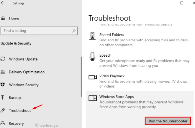 Ejecute el solucionador de problemas de la aplicación Windows Store